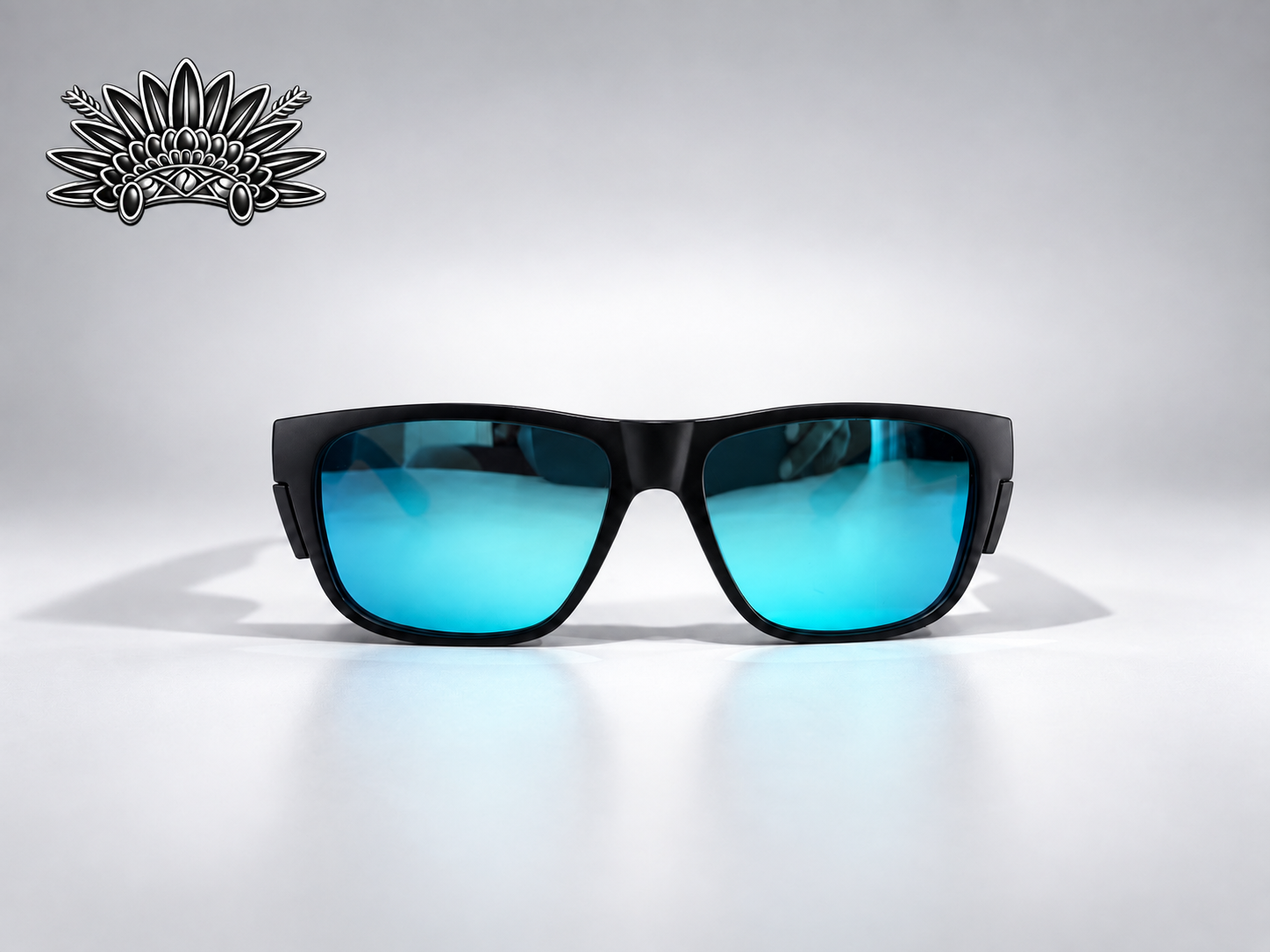 Black frame · Blue lens